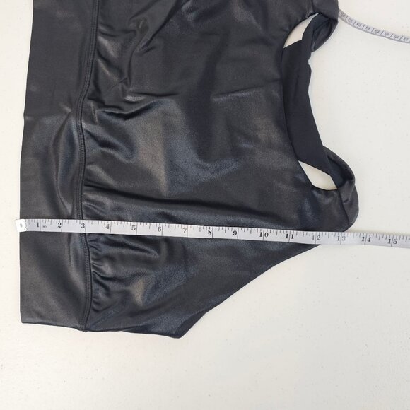 Womens Plus Size 1X Shiny Black Metallic Razor Back Exercise Gym Yoga Sports Bra - Picture 7 of 10